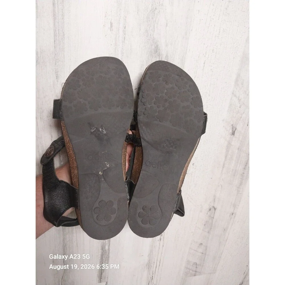 Aetrex Jillian Black SC450 Women's Strap Sandal Black Size 9